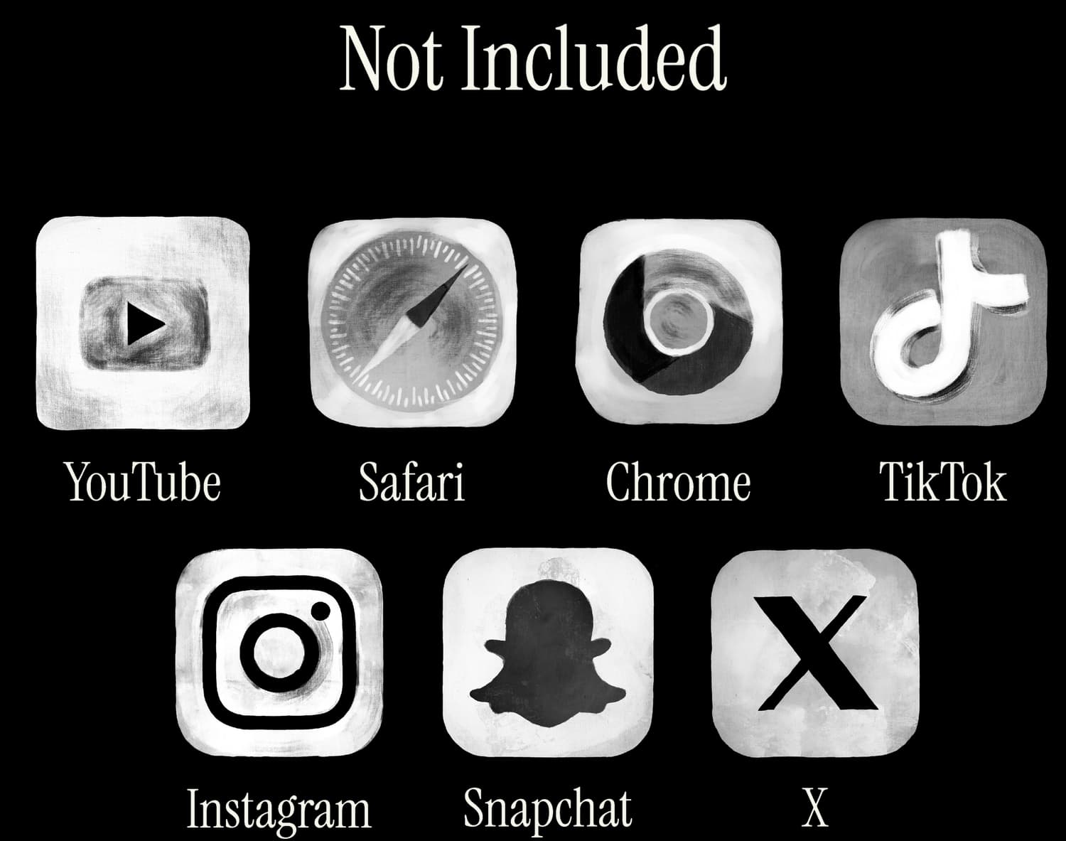 Apps included and blocked on TobiPhone